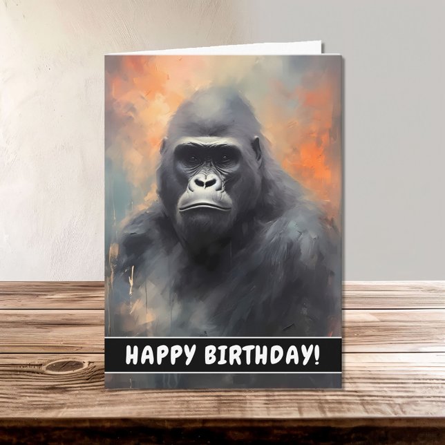Wild Gorilla Portrait Happy Birthday Card (Creator Uploaded)