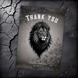 Wild Grace: striking portrait of a lion Thank You Card