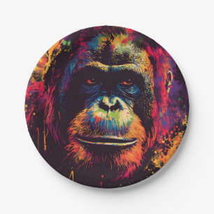 Wild Graffiti Urban Jungle Gorilla Paper Plate