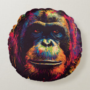 Wild Graffiti Urban Jungle Gorilla  Round Cushion