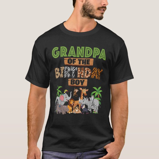 Wild Grandpa Of The Birthday Boy Zoo Safari Jungle T-Shirt (Front)