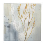 Wild Grass Ceramic Tile<br><div class="desc">Wild Grass I by Jennifer Goldberger. Golds and whites come together to create wild grass against a grey watercolor background.</div>