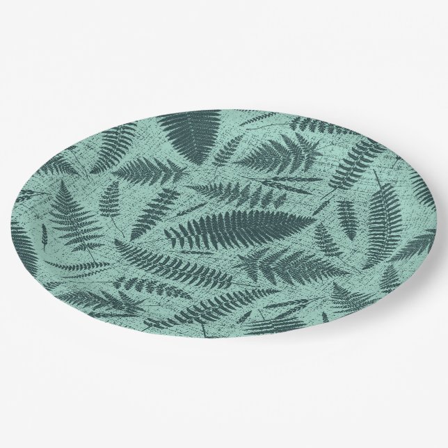 Wild grasses and ferns paper plate (Angled)