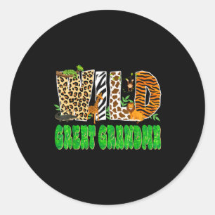 Wild Great Grandma Zoo Safari Animal Birthday Fami Classic Round Sticker