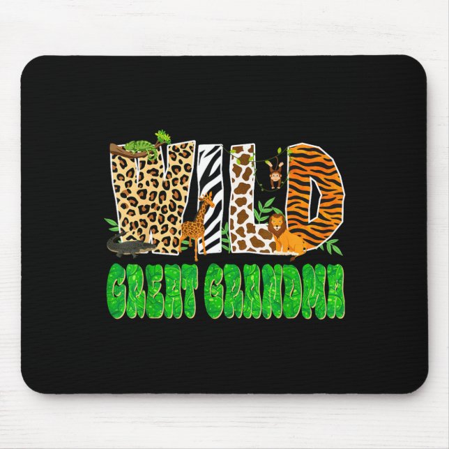 Wild Great Grandma Zoo Safari Animal Birthday Fami Mouse Pad (Front)