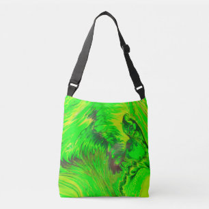 Wild Green Acrylic Fluid Art Abstract Crossbody Bag