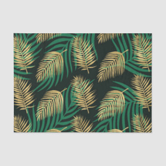 Wild Green and Gold Leaves Against Black Tissue Paper