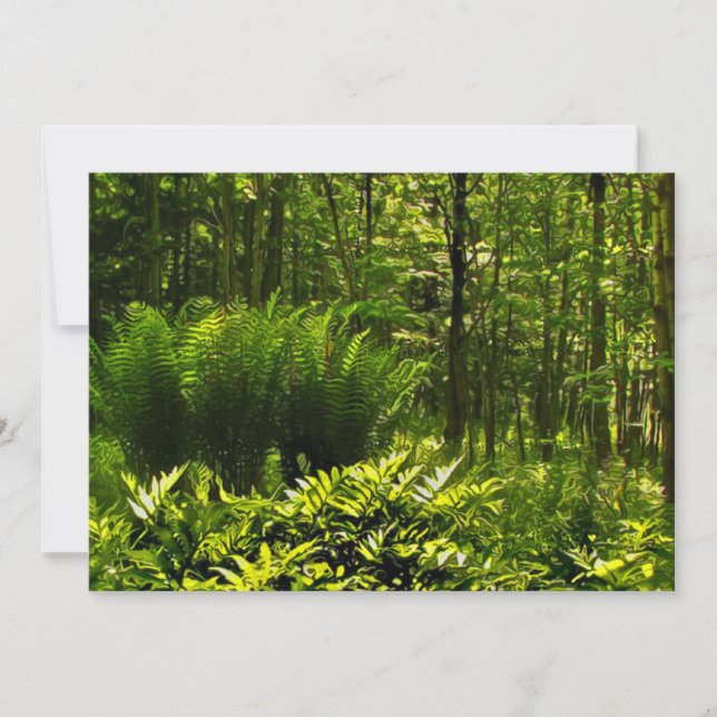 Wild Green Fern Summer Solstice Party Invitation (Front)