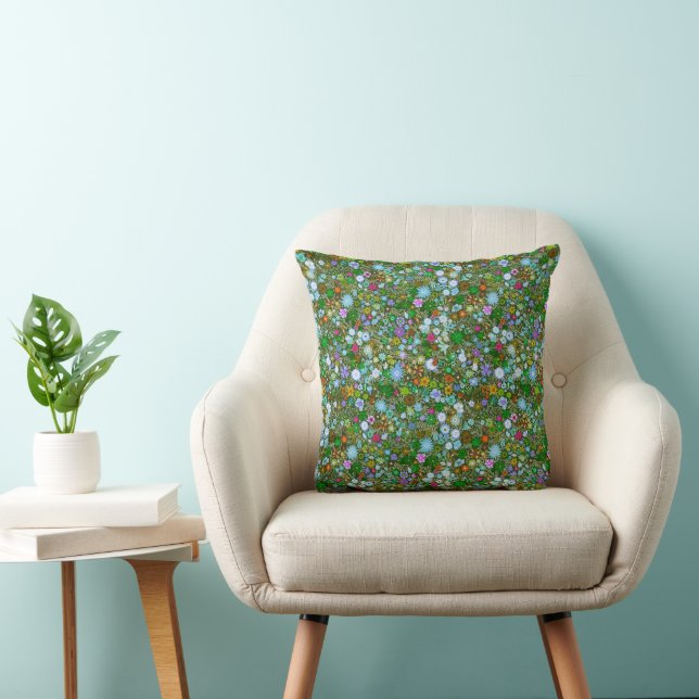 Wild Green Field Blooms Cushion (Chair)