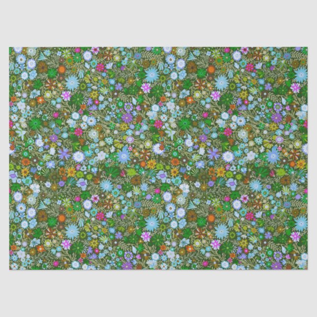 Wild Green Field Blooms Tissue Paper (Front)