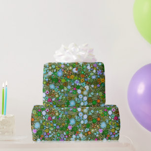 Wild Green Field Blooms Wrapping Paper