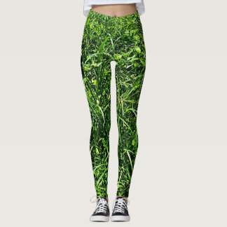 Wild Green Grass Forest Leggings