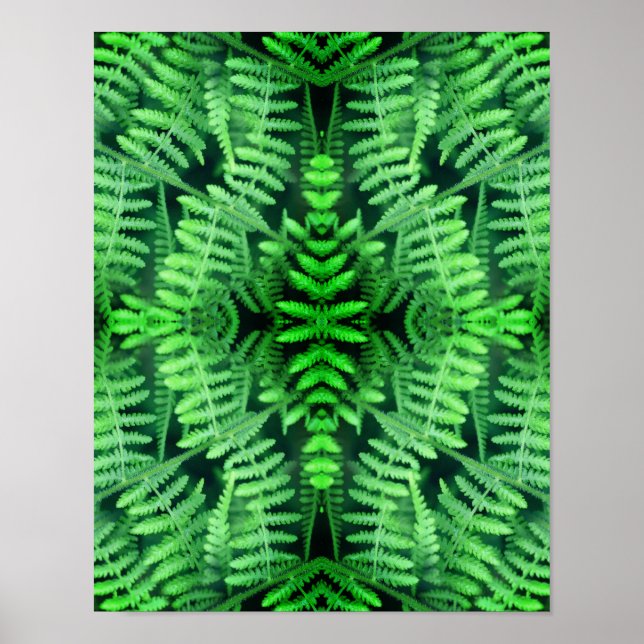 Wild Green Leafy Ferns Abstract       Poster (Front)