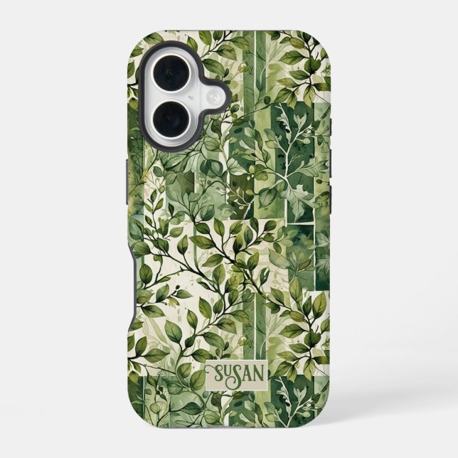 Wild Green Leafy Vines iPhone 16 Case (Back)