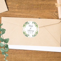 Wild Green Leaves Modern Wedding Stickers Set