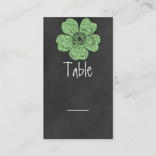Wild Green Roses Chalkboard Table Card (Front)