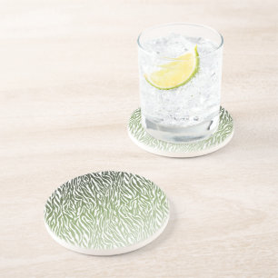Wild Green Zebra Print Ombre Coaster