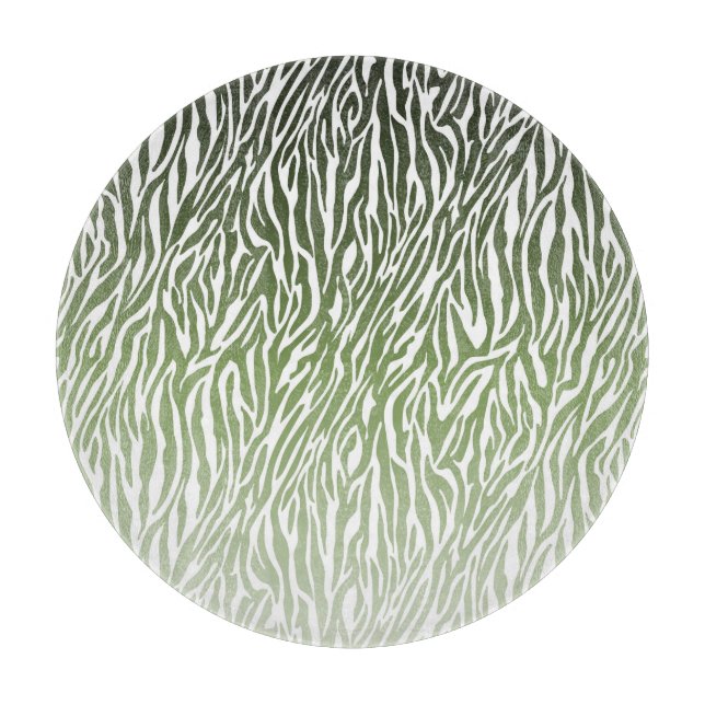 Wild Green Zebra Print Ombre Cutting Board (Front)