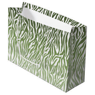 Wild Green Zebra Print Ombre Large Gift Bag