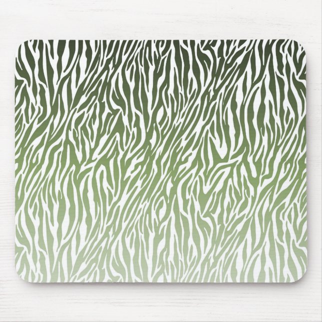 Wild Green Zebra Print Ombre Mouse Pad (Front)