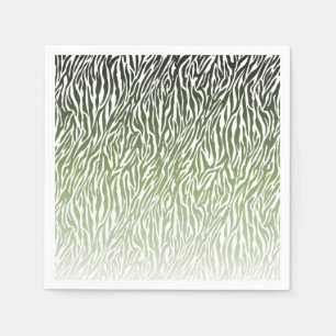 Wild Green Zebra Print Ombre Napkin