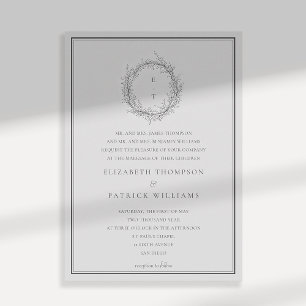 Wild Greenery Crest Formal Traditional Wedding Invitation