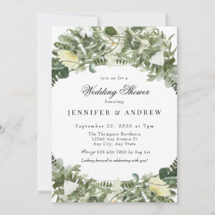 Wild Greenery Flowers   Wildflower Wedding Shower Invitation