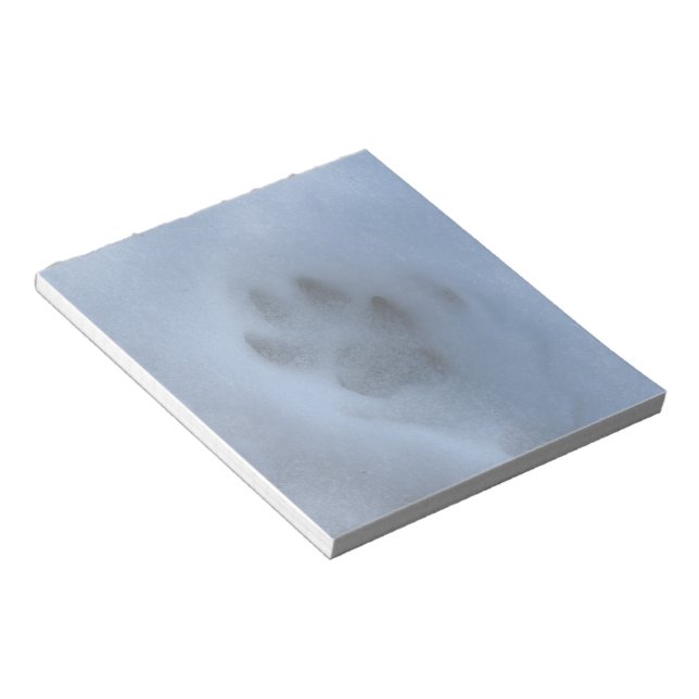 Wild Grey Wolf Paw Print in Winter Snow Notepad (Angled)