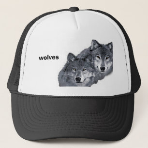 Wild, grey wolves, on a cap. trucker hat