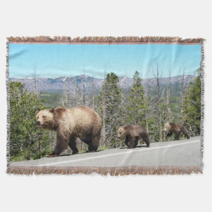 Wild Grizzlies at Yellowstone Photo Souvenir Throw Blanket