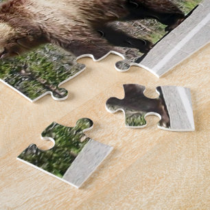 Wild Grizzly Bear Mama and Cubs in Yellowstone Jigsaw Puzzle