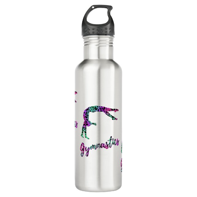 Wild Gymnastics Girl | Animal Print Gymnastics 710 Ml Water Bottle (Front)