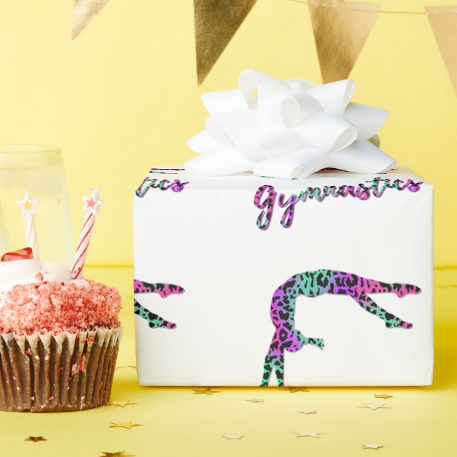 Wild Gymnastics Girl | Animal Print Gymnastics Wrapping Paper (Birthday Party)