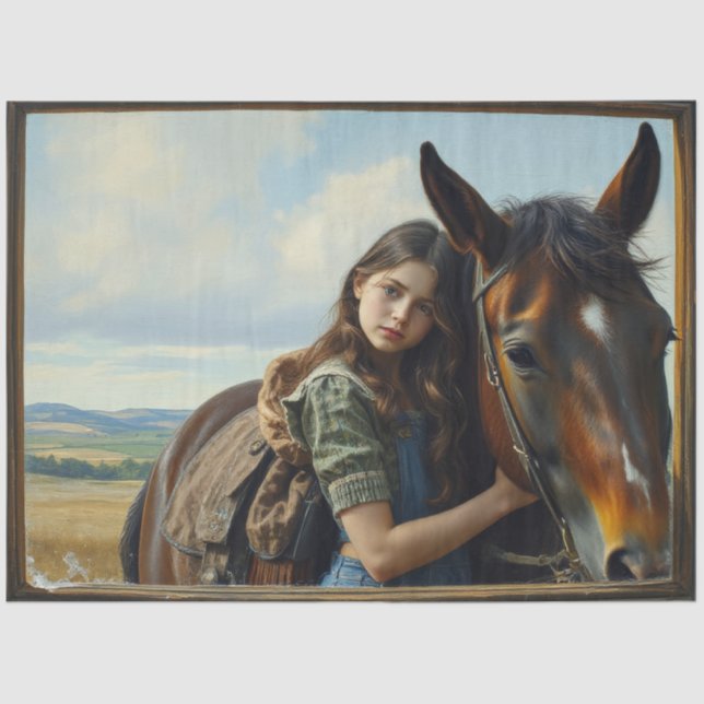 Wild Gypsy girl with her horse Tissue Paper (Front)