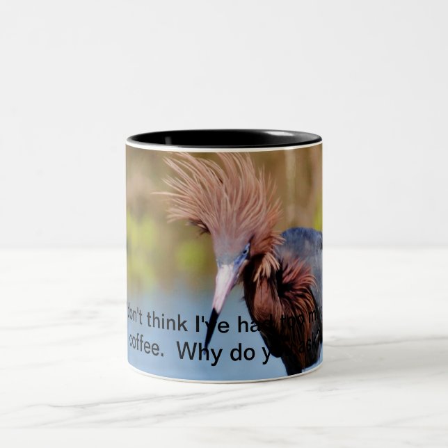 Wild hair bird Two-Tone coffee mug (Center)