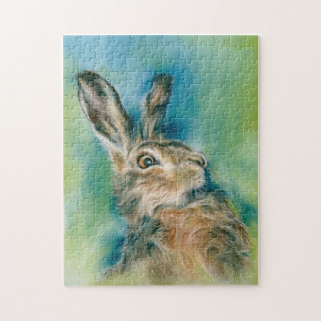 Wild Hare Exuberance Pastel Art Jigsaw Puzzle (Vertical)