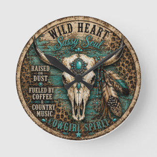 Wild Heart Cowgirl Wall Clock