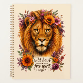 Wild Heart Free Spirit Boho Floral Lion Art Planner