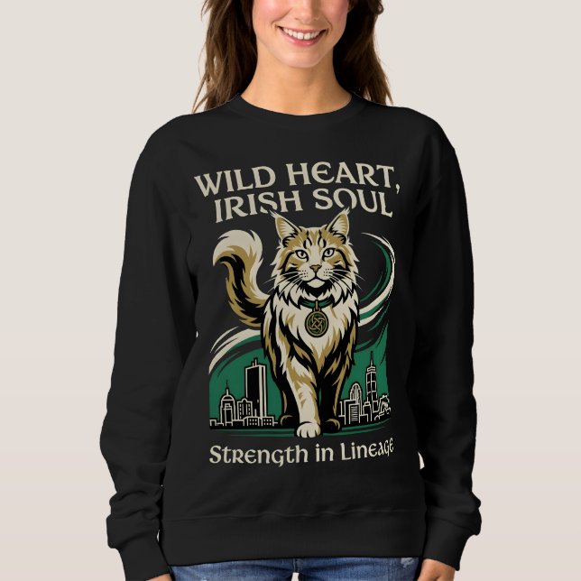 Wild Heart Irish Soul Maine Coon Sweatshirt (Front)