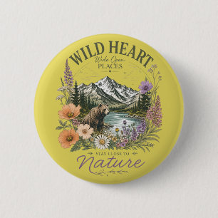 Wild Heart Wide Open Places Bear Mountain Wildflow 6 Cm Round Badge