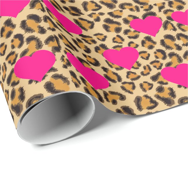 Wild Hearts and Leopard print Wrapping Paper (Roll Corner)
