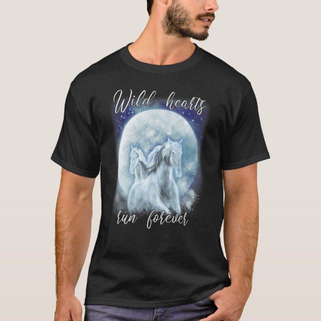 Wild Hearts Run for ever Moon Horse Riding T-Shirt (Front)