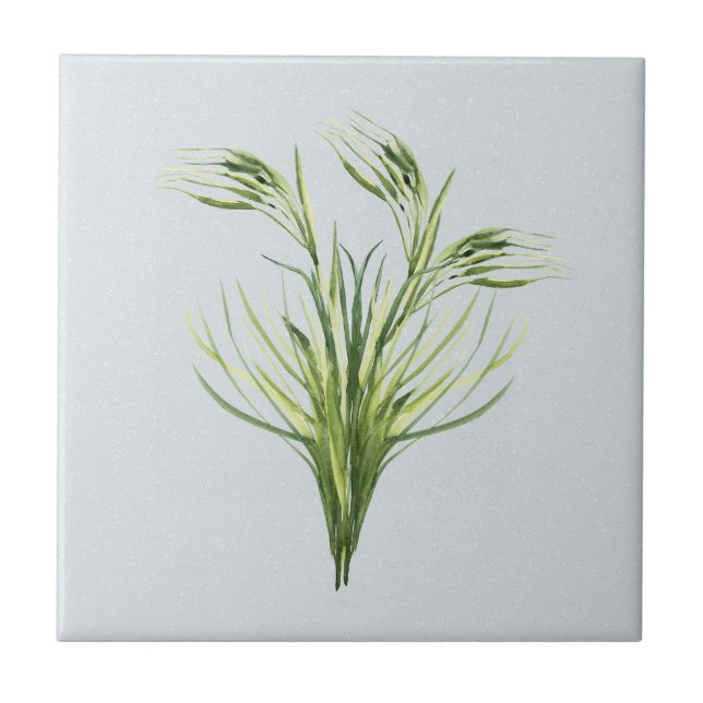 Wild Herb Accent Dusty Blue Ceramic Tile (Front)