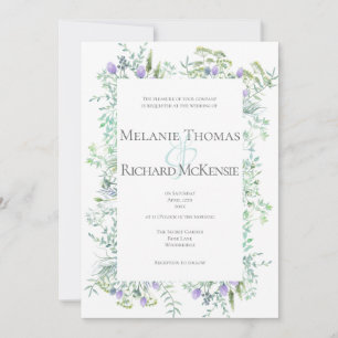 Wild Herbs Spring Green Wedding Invitation