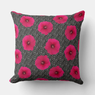 Wild Hibiscus- Mau Silver Throw Pillow