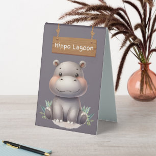 Wild Hippo Lagoon Table Sign – Jungle Safari Theme