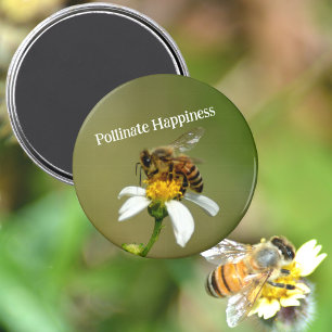 Wild Honeybee Pollinate Happiness Photographic Magnet