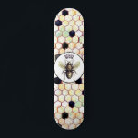 Wild Honeycomb Queen Bee Abstract Hexagon Pattern Skateboard<br><div class="desc">A unique wild queen bee and abstract hexagon pattern honeycomb skateboard for girls. Be the queen bee of the boarding set with a unique style.</div>