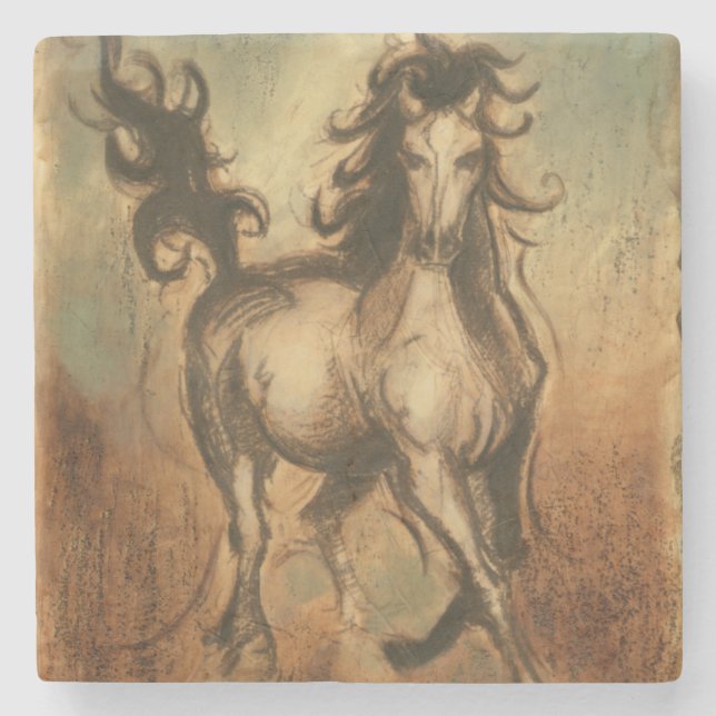 Wild Horse and Warm Colours Stone Coaster (Front)