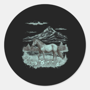 Wild Horse Art Portrait Horseback Riding Vintage G Classic Round Sticker